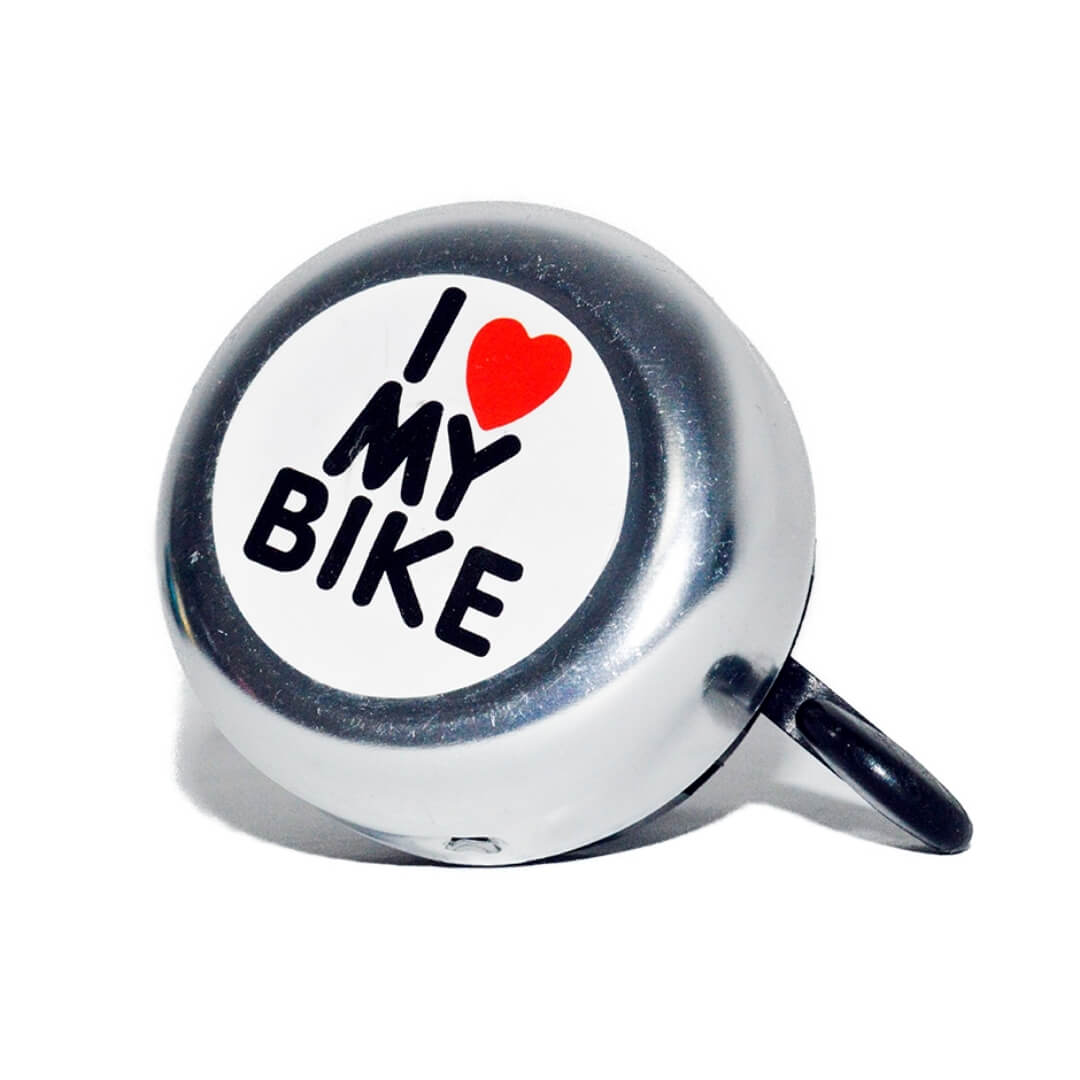  JPMSB - Timbre de seguridad para bicicleta, diseño con texto I  Love My Bici, color blanco : Deportes y Actividades al Aire Libre
